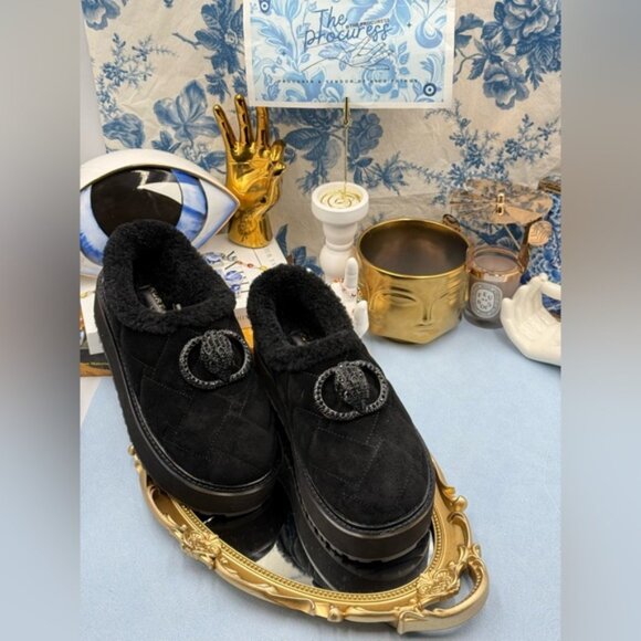 🆕 KURT GEIGER LONDON 🧿 NWOB Chelsea Suede Flatfom Slippers, Sz EU37 US 7 - Picture 2 of 15
